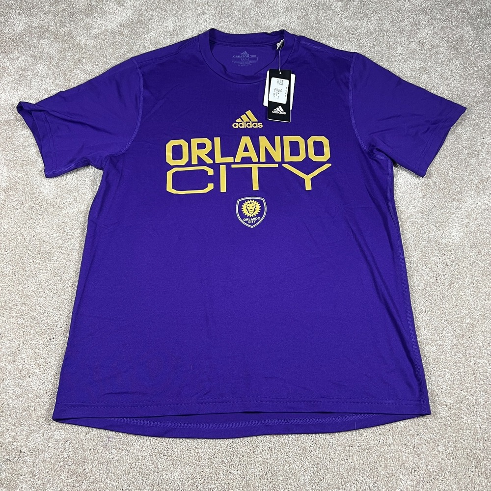 Adidas Climalite Mens Medium Purple Orlando City MLS Crew‎ Neck Shirt NWT